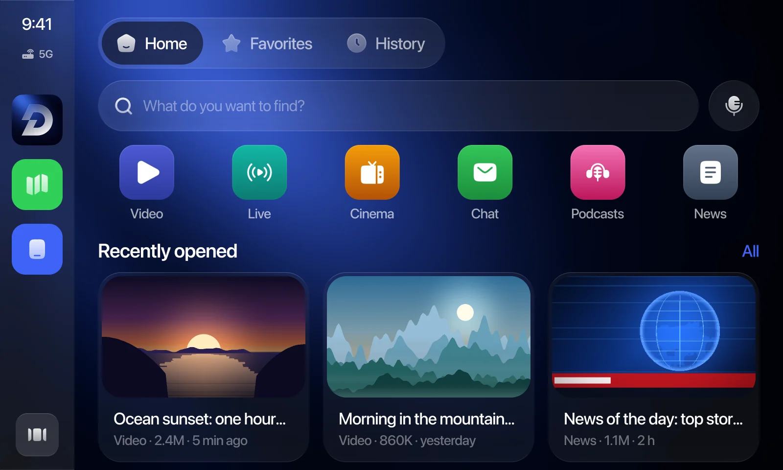 DRILY home screen on CarPlay