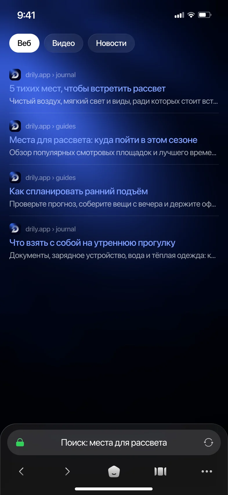 Результаты поиска в DRILY